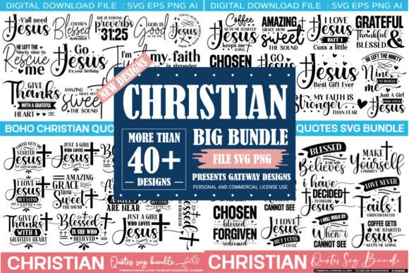 Christian Quotes Svg Bundle 40 Designs – Graphics Review for T-Shirt Use