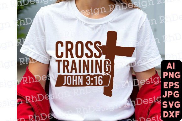 Cross Training PNG for Christian Men's T-Shirt Designs & Graphics
