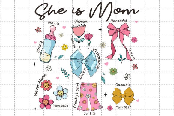 She is Mom Coquette Png: Christian Mama Graphics for T-Shirt Designs